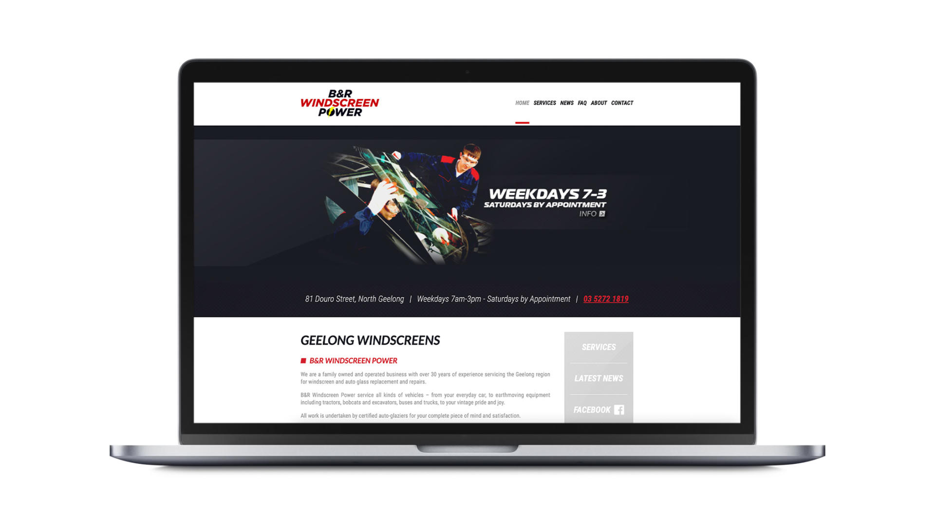 Web developers Geelong - GOOP Digital - B&R Windscreen Power