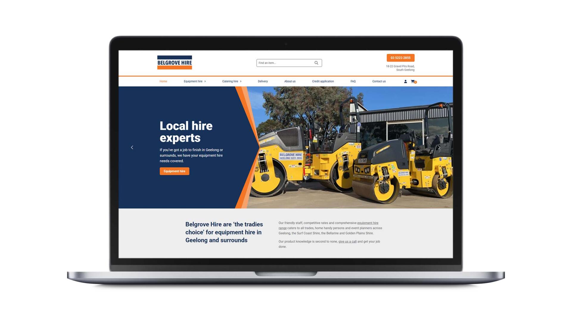 Belgrove Hire - website design by GOOP Digital