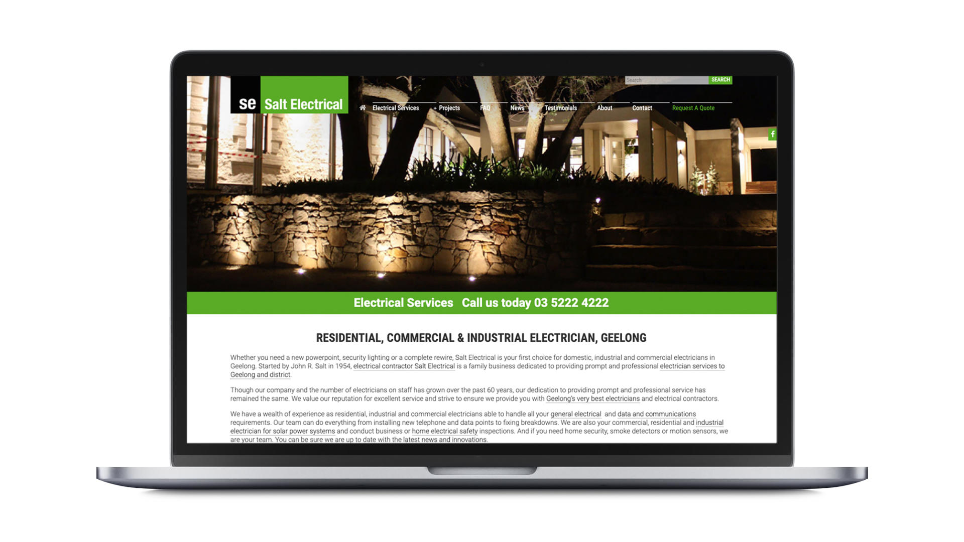Content Marketing Experts Geelong - GOOP Digital - Salt Electrical homepage