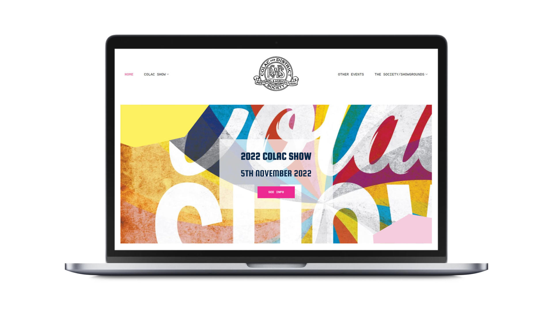 Open laptop showing Colac website design