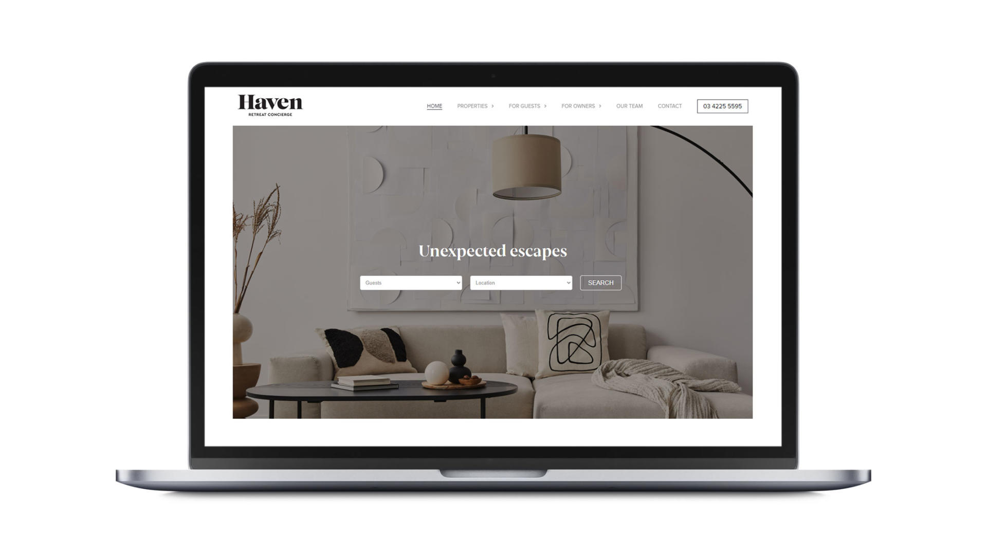 Open laptop showing new Geelong SEO website for Haven Retreat