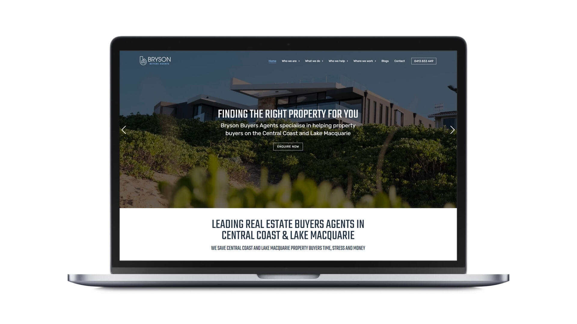 Open laptop showing Central Coast, NSW website design