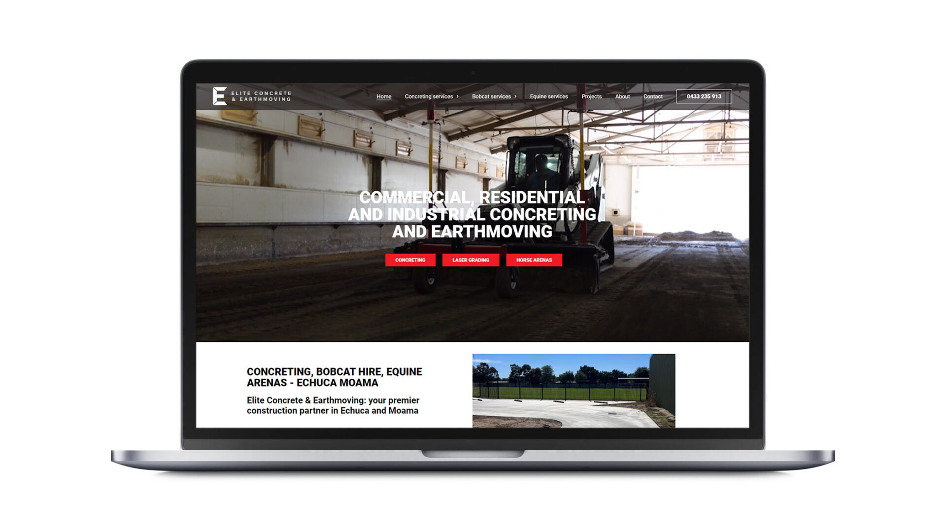 Open laptop showing custom website developed for Echuca Moama business