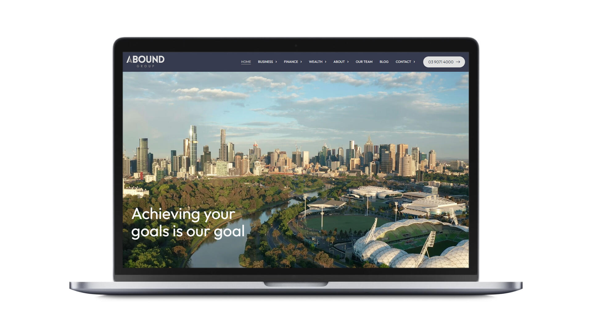 Open laptop showing website development for Melbourne financial business