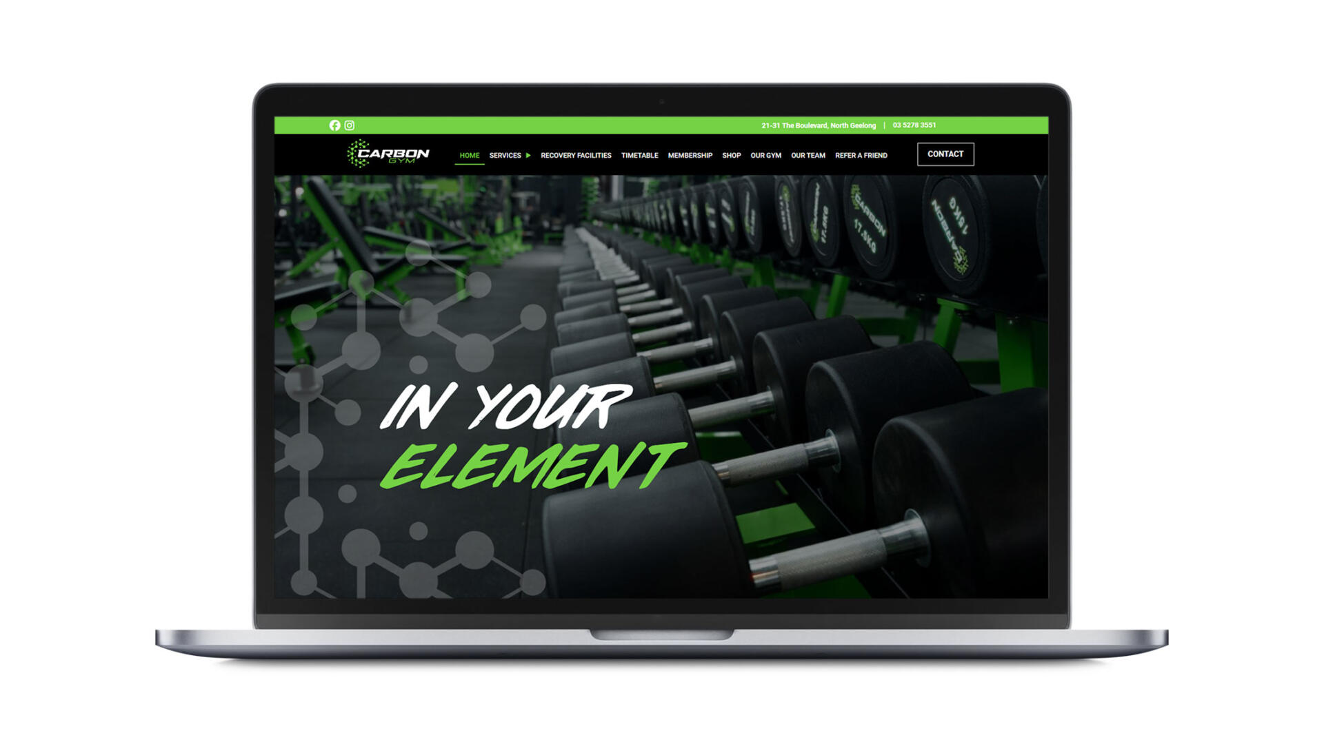 Open laptop showing SEO website design for Geelong gym