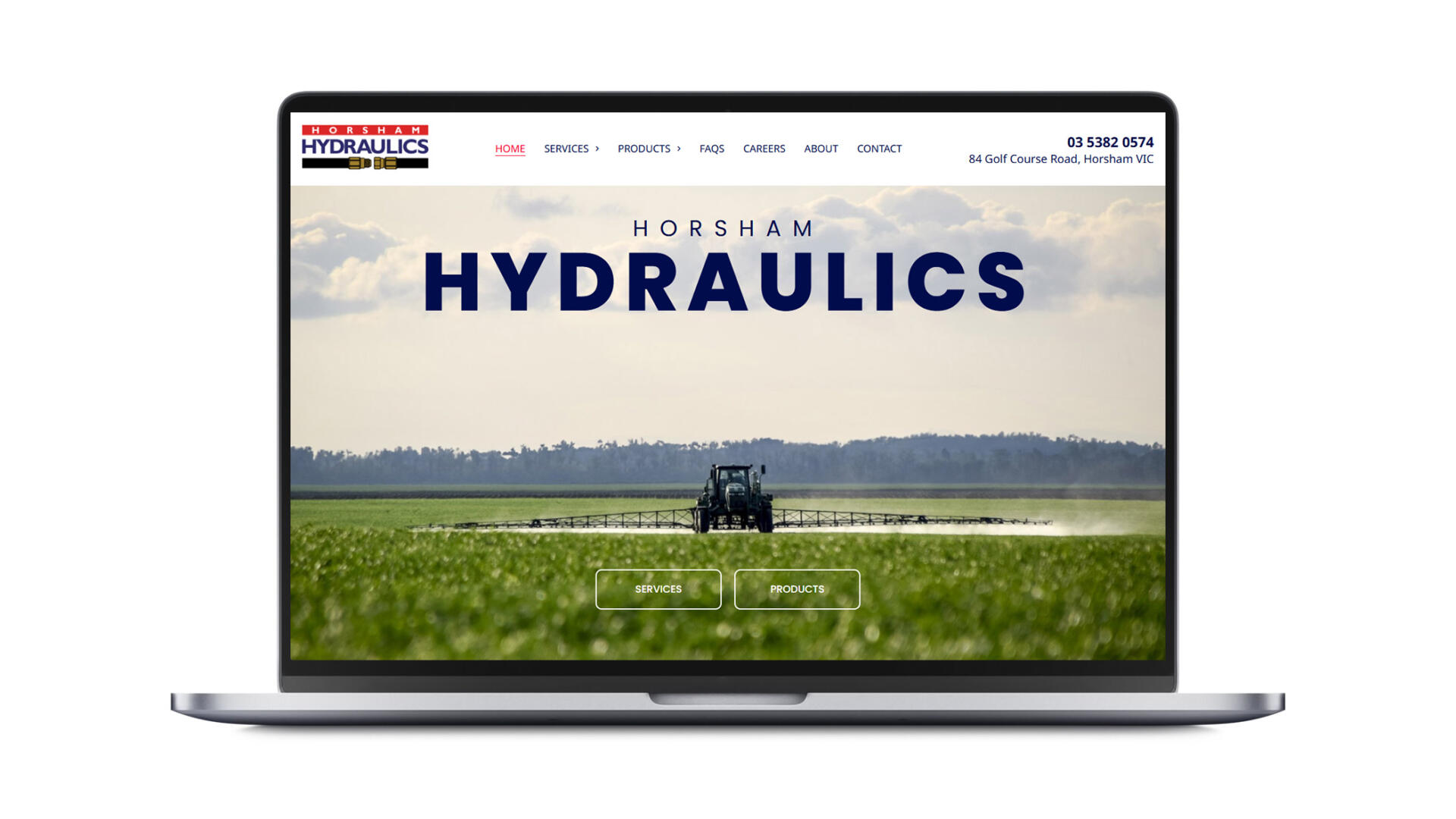 Open laptop showing website developed by Horsham web developers