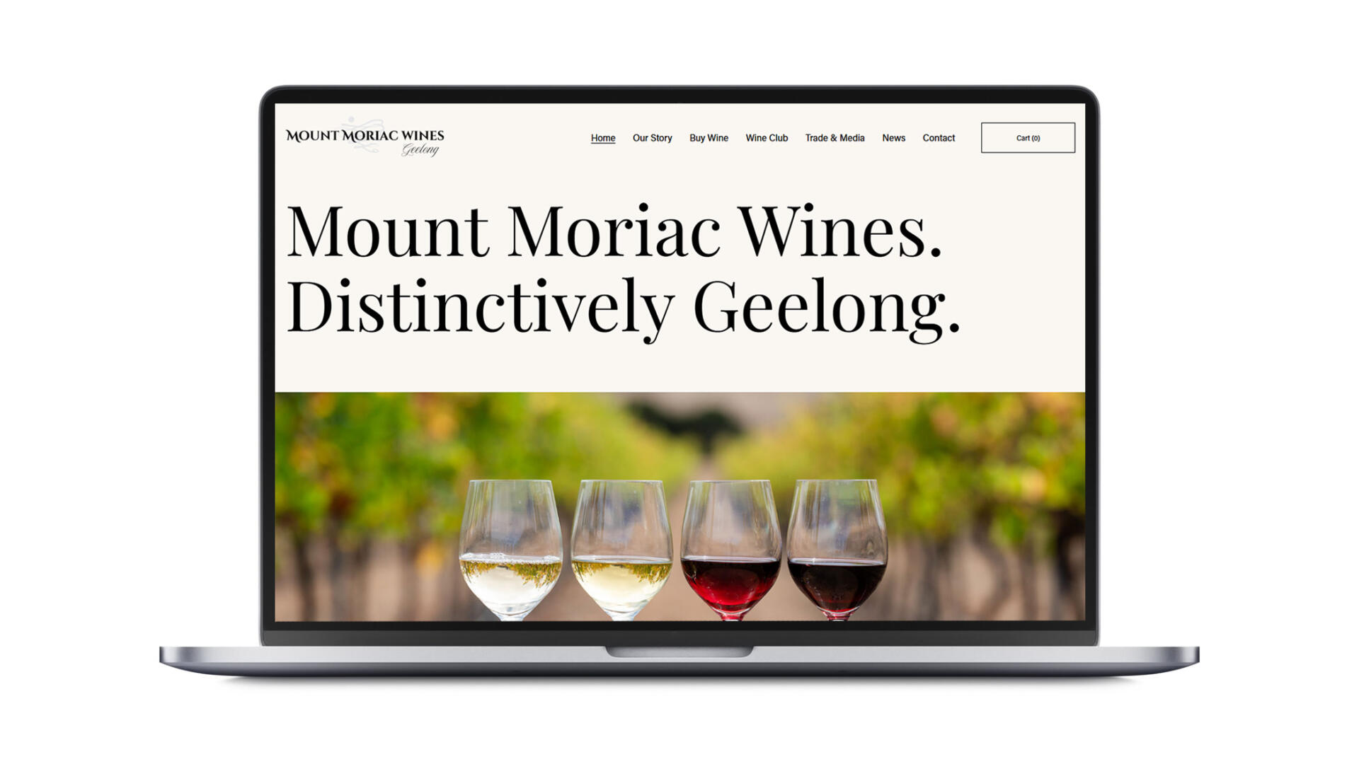 Open laptop showing online wine website designed and built by Geelong developers