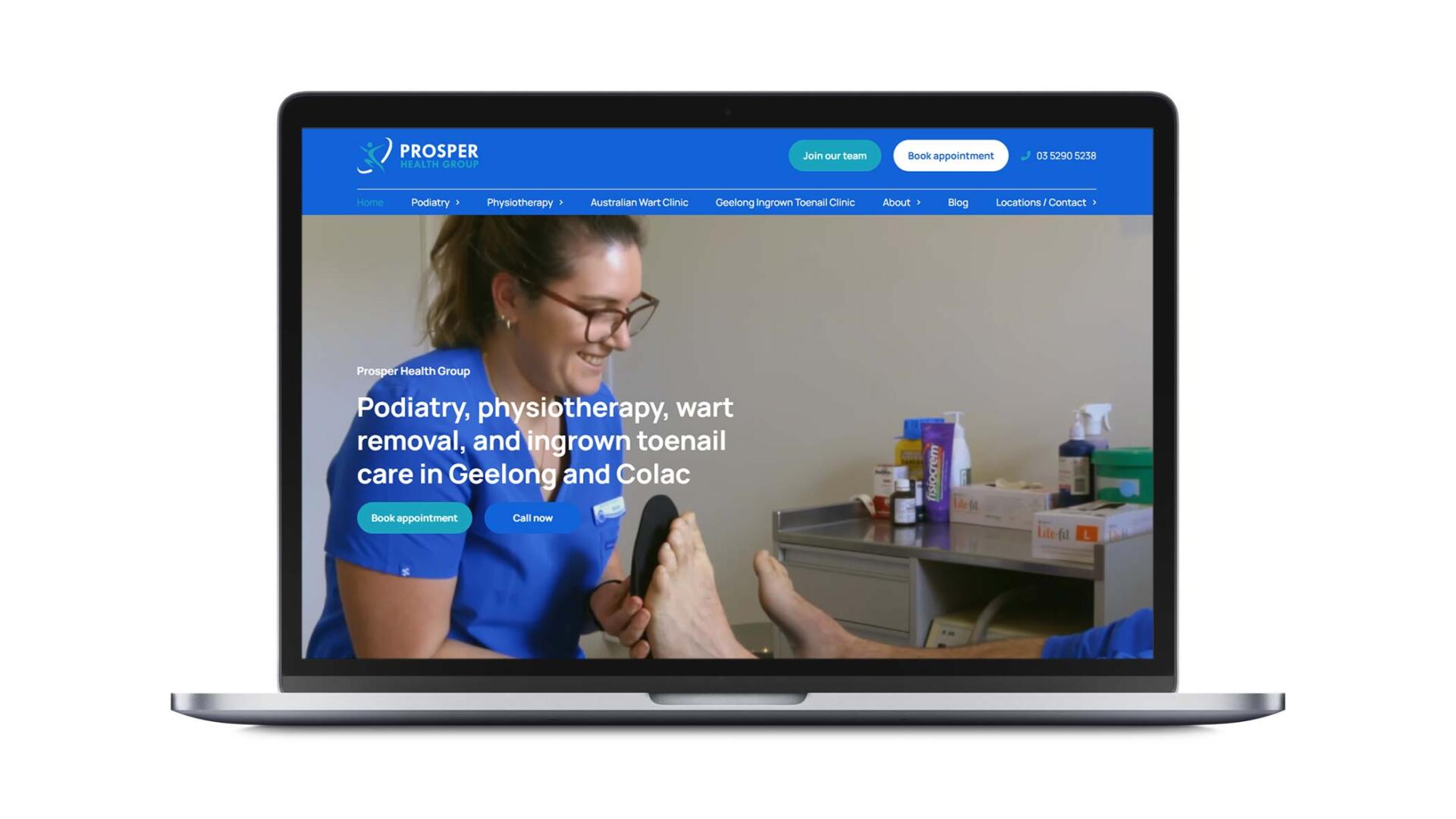 Open laptop showing SEO website designed and developed for Geelong health group