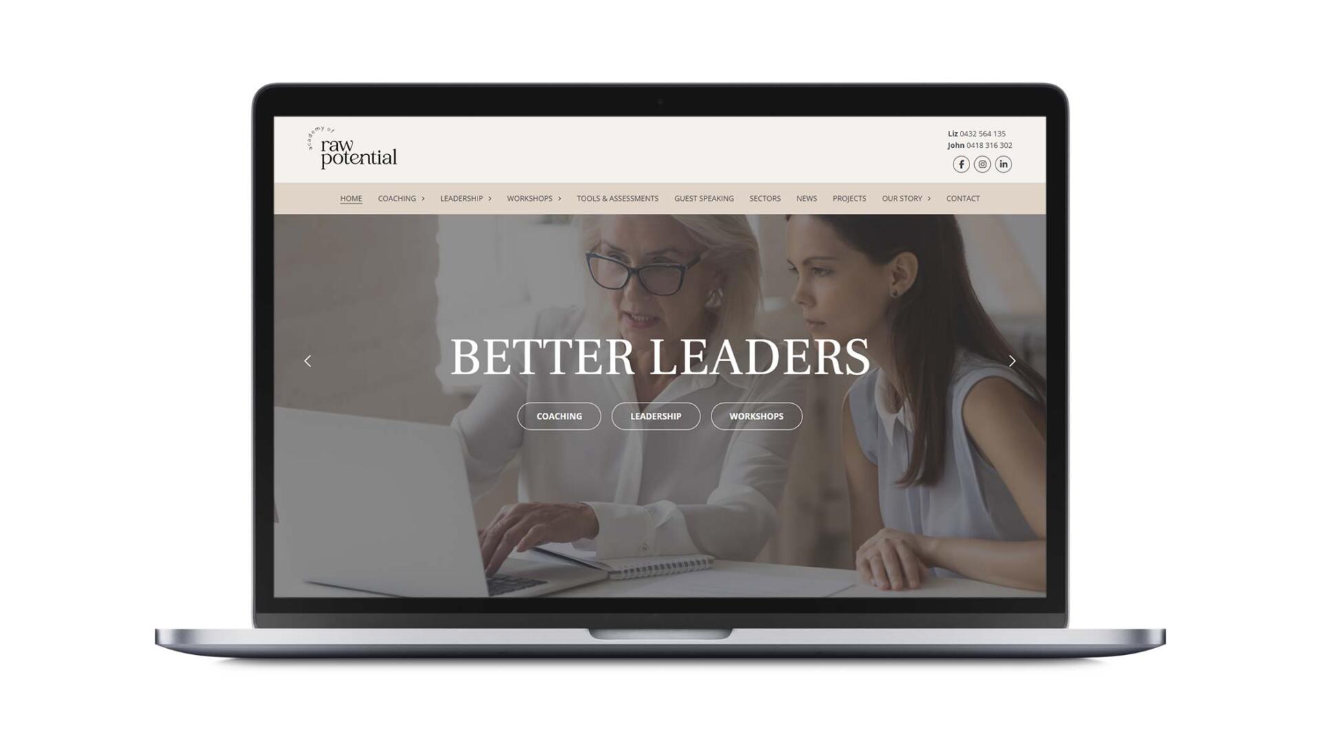 Open computer showing SEO website designed and developed for Geelong business coaching company