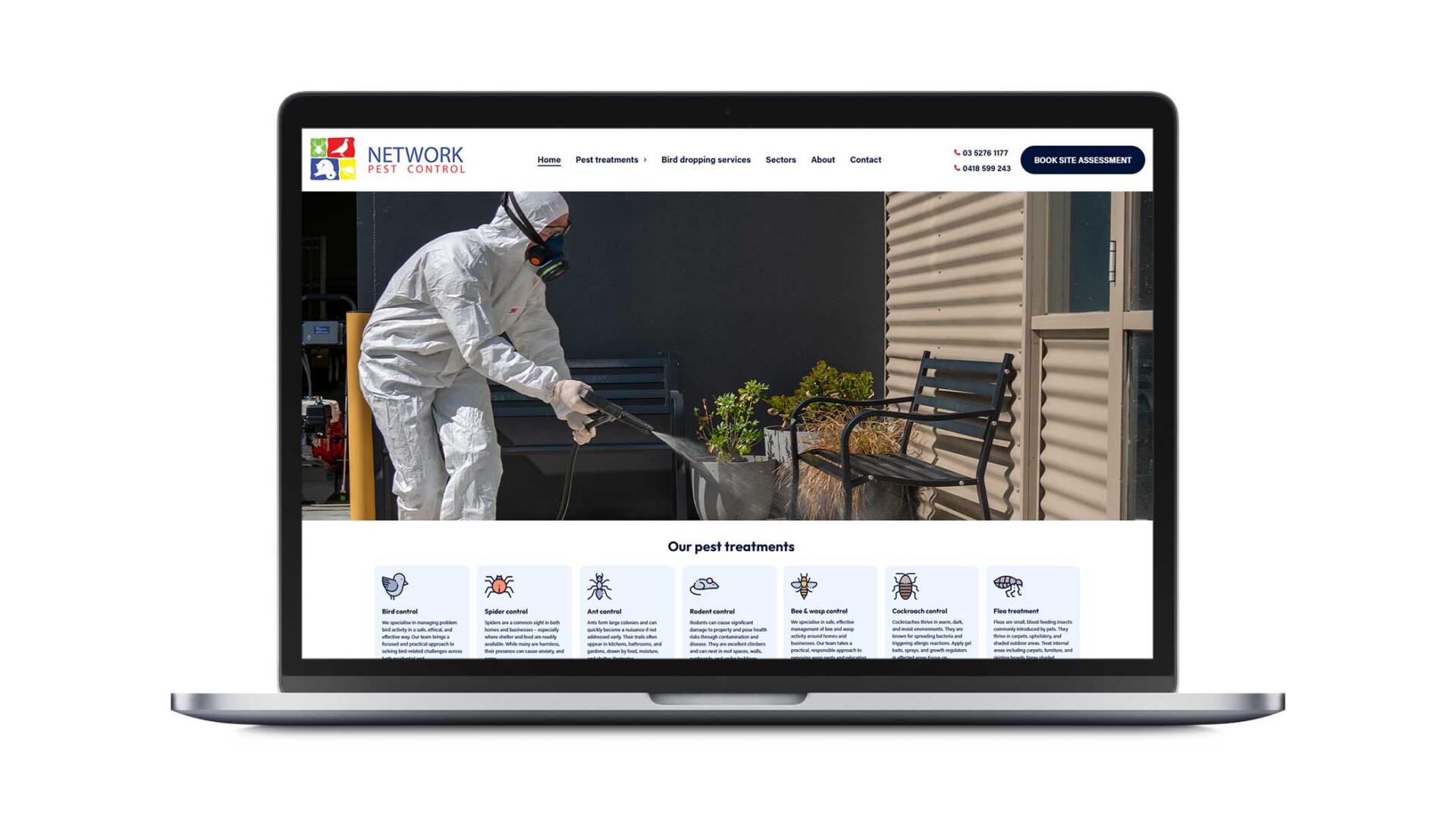 Open laptop showing website designed and developed in Geelong