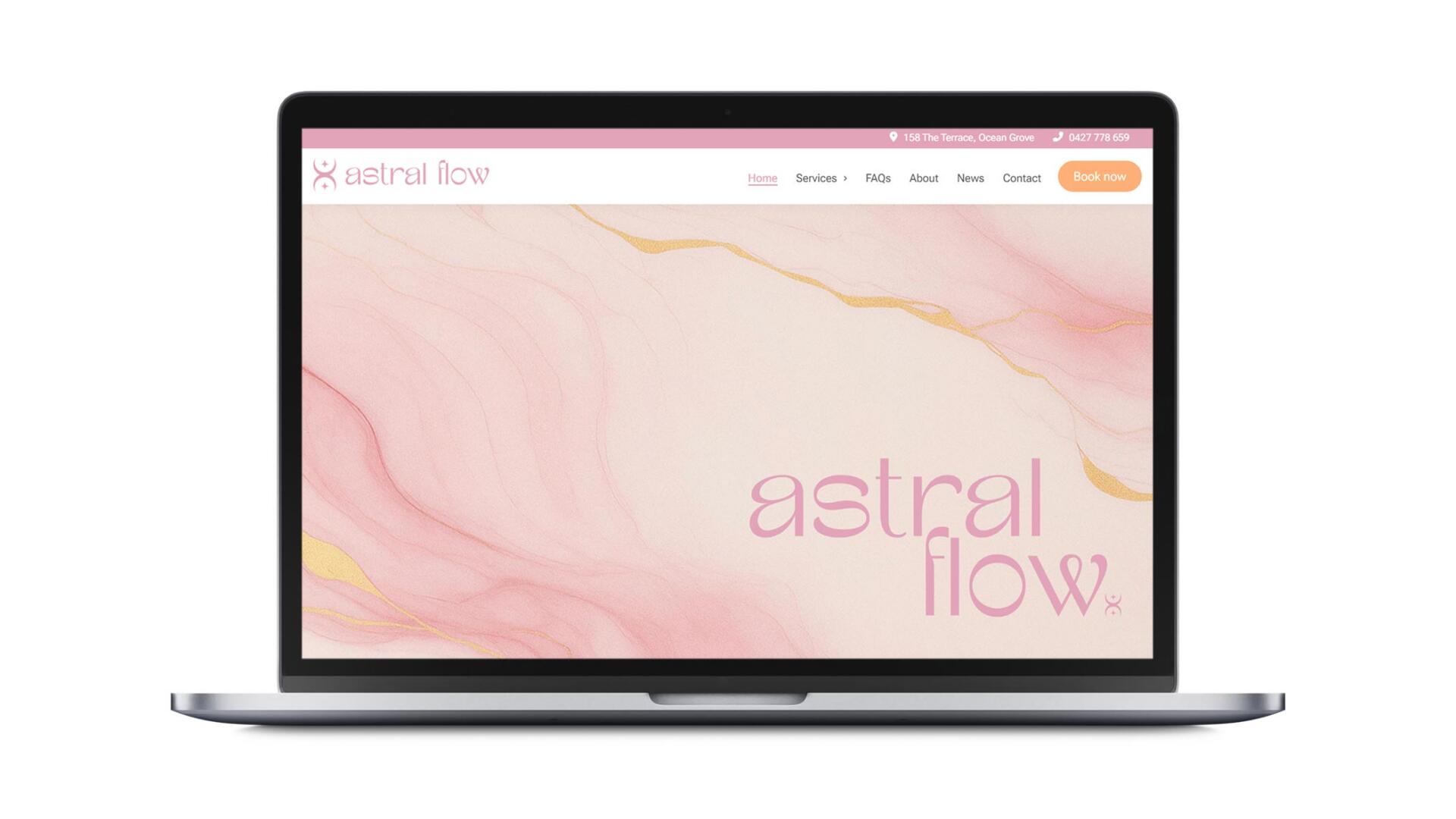Open laptop showing website designed and developed for Ocean Grove small business