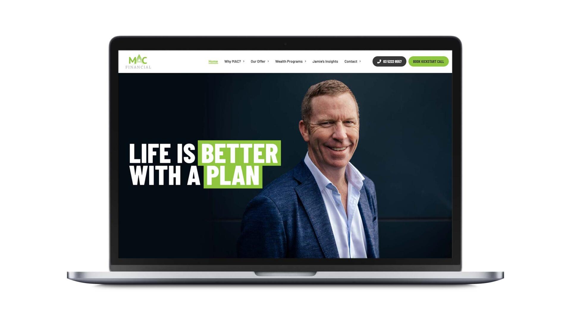 Open laptop showing website designed and developed in Geelong